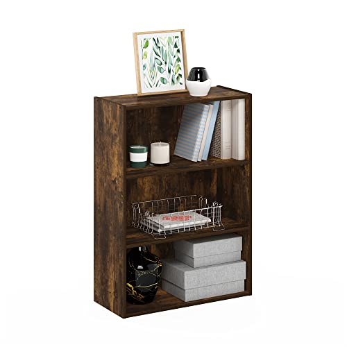 Furinno Pasir 3-Tier Open Shelf Bookcase, Amber Pine - WoodArtSupply