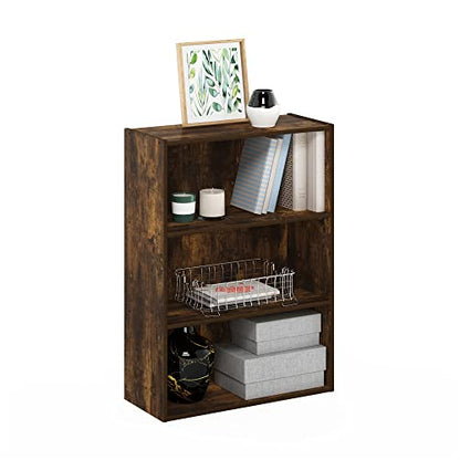 Furinno Pasir 3-Tier Open Shelf Bookcase, Amber Pine - WoodArtSupply