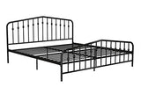 Novogratz Bushwick Modern Metal Bed, Slightly Triangular Headboard and Footboard with Inset Spindles, Adjustable Base Height for Underbed Storage, Requires No Box Spring, King Size - Black Novogratz