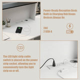 Modern Reception Desk with Counter,L-Shaped Reception Desk,86.6" Front Counter Table with Adjustable File Cabinet & Keyboard Tray,Suitable for Offices,Lobby,Hotel（R-high） Laxodor