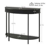 unipaws Fluted Half Moon Console Table, Modern 2-Tier Black Entryway Console, Sofa Back Table for Living Room, Hallway & Foyer (36" Width) unipaws