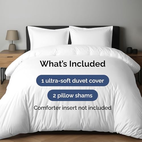 White Duvet Cover Full Size - Extra Soft Full Size Duvet Cover - Lightweight, Comfy, Cozy & Breathable - Easy Care & Fade Free with Zipper Closures and Ties - 80" x 90" Inches - Comforter Not Included CGK Unlimited