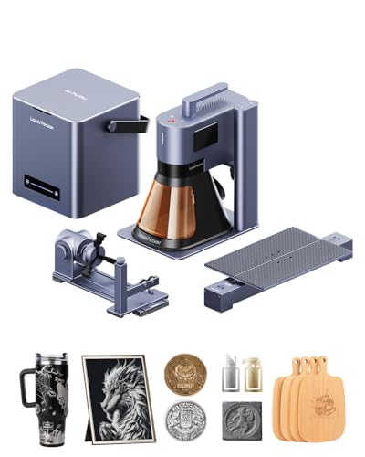 LaserPecker LP5 20W Dual-Laser Engraver & Cutter, 10,000mm/s Speed for Metal/Wood/Glass, 0.0027mm Precision with Air Purifier & Rotary/Slide Extensions, Ultimate Business Bundle for Retail/Maker Space LaserPecker