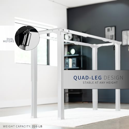 VIVO Electric 4-Leg Dual Motor Standing Desk Frame for Table Tops up to 84 x 43 inches and 220 lbs, Memory Controller Height Adjustment, Frame Only, White, DESK-E4W VIVO