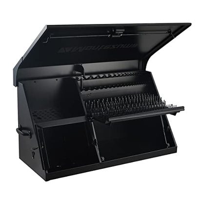 Montezuma 41" x 18" Heavy Duty Steel Triangle Toolbox (steel, flat black) - WoodArtSupply