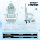 Homall Gaming Chair, Video Game Chair with Footrest and Massage Lumbar Support, Ergonomic Computer Chair Height Adjustable with Swivel Seat and Headrest (Light Blue) Homall