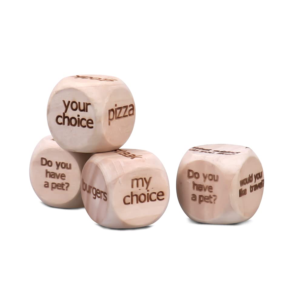 Custom Personalized Wooden Engraved Dice with Any Text (sty1) - WoodArtSupply