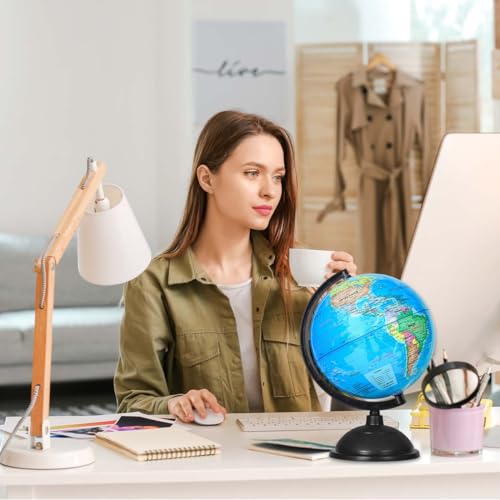 KISEER 8 Inch World Globe with Stand Rotating Earth Spinning Globe for Kids Geography Classroom Education or Decorations (Blue) KISEER