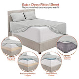 Hearth & Harbor Extra Deep Pocket Full Size Sheet Set - 4 Piece Ultra Soft & Breathable Bed Sheets Set - Fits Up to 24" Mattress - Hotel Luxury Bed Sheet Set, Light Grey Hearth & Harbor