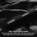 BEDELITE Satin Sheets King Size, Luxury Jacquard Striped Black Bedsheets Set with Elastic Corner Straps, Similar to Silk Sheets Set 4 PC with 1 Deep Pocket Fitted Sheet, 1 Flat Sheet, & 2 Pillowcases BEDELITE