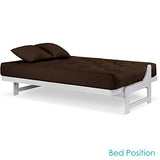 Nirvana Futons Arden Armless White Wood Futon Frame Only, Full or Queen Size - Solid Hardwood Sofa Bed Frame Construction, Space Saving Design Ideal for Small Rooms and Dorms Nirvana Futons