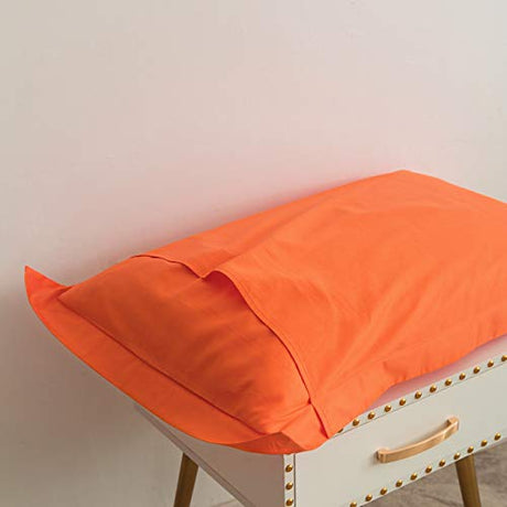 SUSYBAO Burnt Orange Duvet Cover Twin 100% Cotton 2 Pieces Set 1 Vibrant Orange Duvet Cover with Zipper Ties 1 Pillow Sham Bright Colored Single Bedding Set Soft Comfortable SUSYBAO