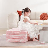 Givjoy Foldable Floor Mattress for Kids, Glow in The Dark Pink Moon Toddler Washable Tri Folding Floor Mat for Nap Daycare, Child Trifold Futon Sofa Bed with Storage Bag for Playroom Girls and Boys Givjoy