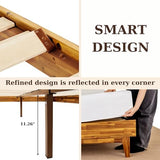 Bme Caden 15 Inch King Bed Frame with Adjustable Caramel Wood Headboard - Mid Century Retro Design, No Box Spring Required Bme