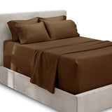 Hearth & Harbor Extra Deep Pocket King Size Sets - Fits Mattress 18-24 Inches Deep - Extra Deep Pocket Sheets - 6 Piece King Size - Brown Hearth & Harbor