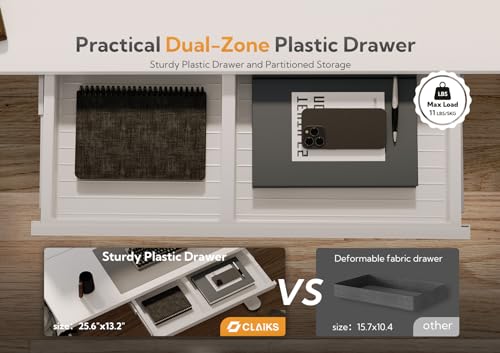 Claiks Standing Desk with Drawers, 48x24 Inch Electric Stand Up Desk, White Adjustable Height Sit Stand Computer Workstation, White Claiks