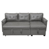 Naomi Home Jenny Sectional Sofa Sleeper with Storage Chaise, Tufted Pull Out Couch with Storage, Sectional Bed, L-Shaped Reversible Sleeper Sofa, Gray,Air Leather Naomi Home