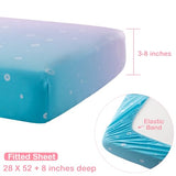 TCOYIWL 4 Pieces Crib Bedding Set for Baby Boys Girls, Infant Toddler Nursery Baby Bedding Sets Includes Cartoon Quilt, Fitted Crib Sheet, Crib Skirt and Plush Mermaid Toy TCOYIWL