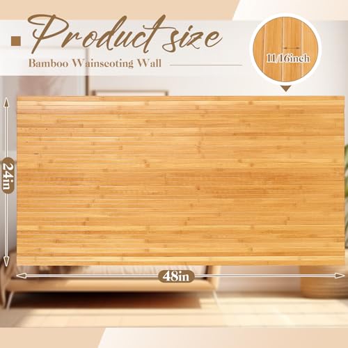 Juexica 2 Pcs Natural Bamboo Wall Panel 4 x 2 ft Bamboo Covering Renewable Pole Wrap Fencing Wainscoting Room Divider for Interior Wall Decoration Bedroom Living Room Ceiling Tiles Outdoor Kitchen Juexica
