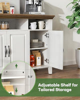 Amada Buffet Cabinet with Storage, 55" Large Sideboard Storage Cabinet with Adjustable Shelves, 4 Doors, Modern Farmhouse Coffee Bar Cabinet AMADA HOMEFURNISHING