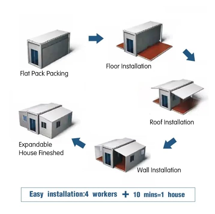 20.8ft x 19.4ft Prefab Homes, Prefab Tiny Homes for Sale, Mobile Houses, Tiny Foldable House, Prefabricated House, Expandable House with Bathroom and Kitchen