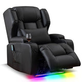 Oprisen Power Recliner Chair Overstuffed Home Theater Seating w/Heat Massage Electric Movie Gaming Sofa Reclining Sleeper Chair with LED Light/Lumbar Pillow/USB Port/Cup Holders