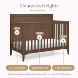Delta Children Kendall 6-in1 Convertible Crib - Converts from Baby Crib to Toddler Bed, Daybed, Sofa Bed and Full-Size Bed with and Without Footboard, Fits Full-Size Crib Mattress, Teak Brown