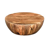 The Urban Port Mango Wood Coffee Table in Round Shape, Dark Brown The Urban Port