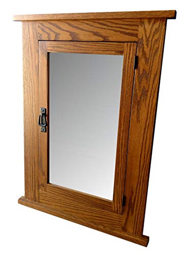 24" W x 33" H Solid Oak Mission Recessed Medicine Cabinet/Solid Wood & Handmade - WoodArtSupply