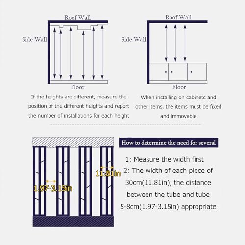 Floor to Ceiling Room Divider, Metal Room Divider, Entrance Hall Partition Screen Column Floor to Ceiling, Column Decor Grille Adjustable Height for Teahouse Coffee Shop Hotel (Black,270cm / 106.29"H) VIBRFURE
