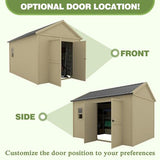 MUPATER 12 ft x 9 ft Outdoor Wood Shed with Metal Roof, Lean-to Storage shed Garden Furniture Tools with Lockable Door and Vents for Garden, Patio MUPATER