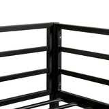 Furniture of America Dravenor Modern Metal Twin Over Full Low Profile Bunk Bed with Reversible Ladder and Twnty-Two Slats, No Box Spring Required, for Kids, Bedroom, Dorm, Black Furniture of America