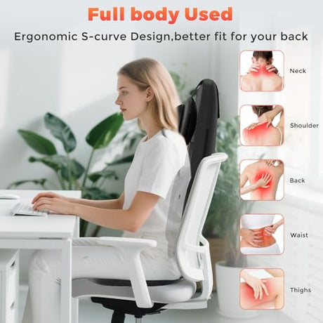 YOSSMO Shiatsu Neck and Back Massager with Heat, 8D Kneading Massage Chair Pad for Pain Relief Deep Tissue, Home Office Full Body Relaxation, Practical Gifts for Mom Dad Men Women YOSSMO