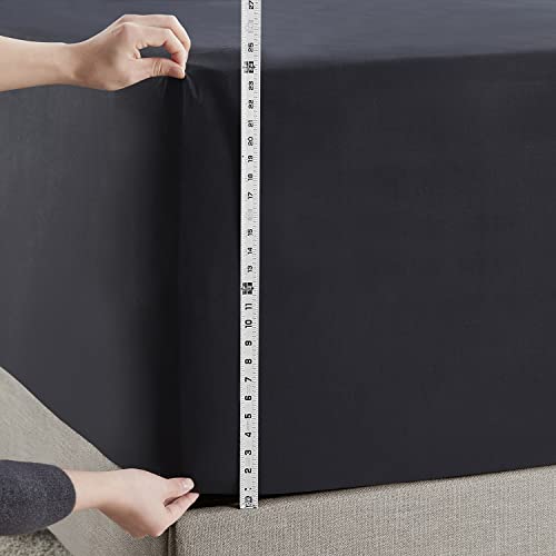 Hearth & Harbor Extra Deep Pocket California King Fitted Sheet - Fits 18 to 24 Inch Mattress – Ultra Soft 1800 Microfiber, Wrinkle-Free & Breathable – Hotel Luxury Fitted Sheet Only, Black Hearth & Harbor