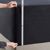 Hearth & Harbor Extra Deep Pocket California King Fitted Sheet - Fits 18 to 24 Inch Mattress – Ultra Soft 1800 Microfiber, Wrinkle-Free & Breathable – Hotel Luxury Fitted Sheet Only, Black Hearth & Harbor