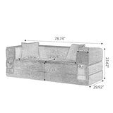 78-Inch Boneless Sofa in a Box, Foldable 2 Seat Foam Couches Corduroy Floor Cloud Loveseat Sofa with Wide Armrest and 2 Back Pillows, No Assembly Required ERYE