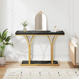 YITAHOME Gold Console Table with LED Lights, Entryway Table, Modern Narrow Sofa Side Foyer Accent Table with Faux Marble Top Luxury for Entry Way, Hallway, Living Room, Faux Marble Black YITAHOME