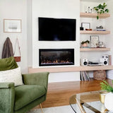 Touchstone Sideline Elite 50" Electric Fireplace with Alexa Built-in - in-Wall Recessed Design - 1500W Heater for Supplemental Warmth - 6 Flame & 10 Ember Bed Color Options - Smart Home Voice Control Touchstone