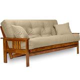 Nirvana Futons Stanford Futon Set - Queen Size, Frame, 8" Mattress, Twill Khaki Tan Cover Nirvana Futons