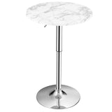 Giantex Round Pub Table Height Adjustable, 360° Swivel Cocktail Pub Table with Sliver Leg and Base for Home, Bar Table (White) Giantex