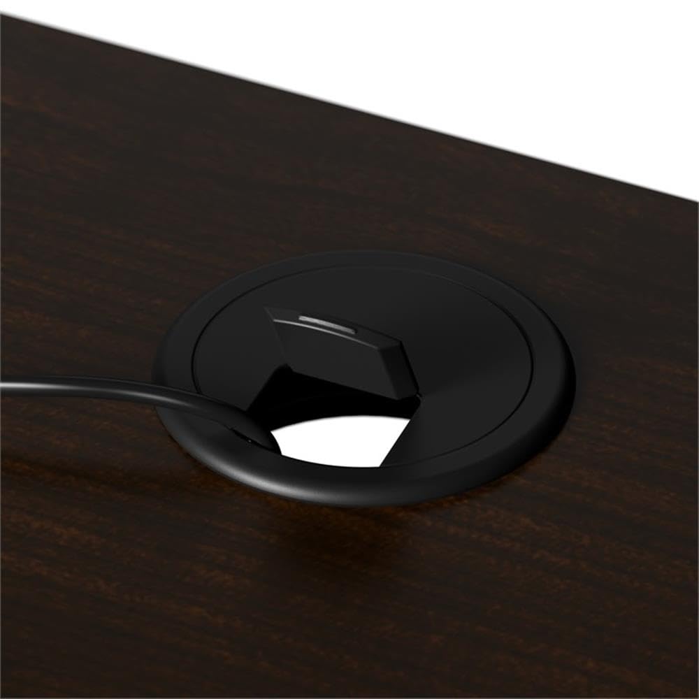 Bush Business Furniture Arrive 60W x 72D L Shaped Reception Desk with Shelf in Mocha Cherry Bush Furniture