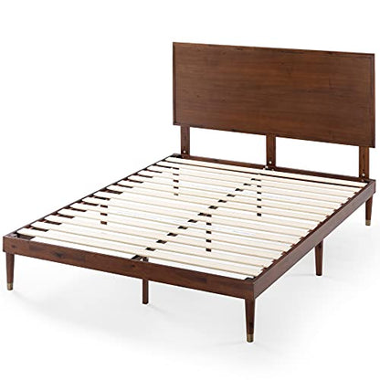 Zinus Raymond Mid-Century Solid Wood Platform Bed Frame with Adjustable Headboard - WoodArtSupply