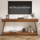 Tribesigns 70.9 Inch Long Console Table for Entryway, 2-Tier Farmhouse Entryway Table with Storage, Narrow Sofa Table Behind The Couch, Wood Accent Table for Hallway, Living Room, Foyer, Dark Brown Tribesigns