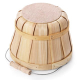 Okllen 2 Pack Round Wooden Baskets with Handle, Empty Wood Fruit Buckets, Fall Harvest Basket for Display Fruits Vegetables, Home Garden and Party Supplies, Natural Color Okllen