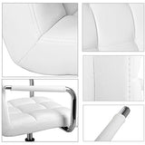 Yaheetech White Desk Chairs with Wheels/Armrests Modern PU Leather Office Chair Midback Adjustable Home Computer Executive Chair 360° Swivel Yaheetech