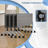 Conference Table, Folding Conference Room Tables with Silent Wheels, Foldable Modular Training Table, Modern Rectangle Seminar Meeting Tables for Office, Boardroom (4, Grey, 55.1) JNMDLAKO