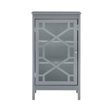 Linon Betty Small Wood Cabinet with a Glass Paneled Door and 3 Shelves in Gray Linon