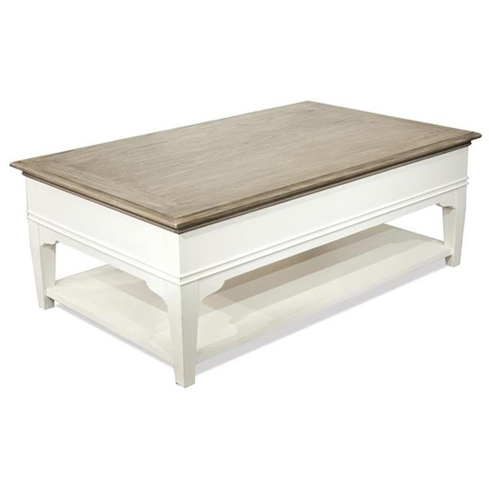 BOWERY HILL Contemporary 4-Drawer Storage Solid Wood Coffee Table in Natural for Living Room, 28" D x 48" W x 20" H BOWERY HILL