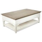 BOWERY HILL Contemporary 4-Drawer Storage Solid Wood Coffee Table in Natural for Living Room, 28" D x 48" W x 20" H BOWERY HILL