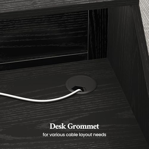 Reception Desk with Counter, Front Desk with Storage Cabinet and Drawer, 47 inch Modern Retail Counter with Cable Grommet for Checkout, Barber, Beauty Salon, Home Office